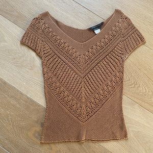 BCBGMaxAzria Silk Crochet Top